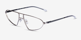 Proto Silver Black Métal Montures de lunettes de vue d'EyeBuyDirect, Vue d'Angle