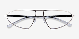Proto Silver Black Métal Montures de lunettes de vue d'EyeBuyDirect, Vue Rapprochée