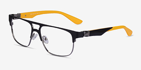 Cab Black Yellow Métal Montures de lunettes de vue d'EyeBuyDirect, Vue d'Angle