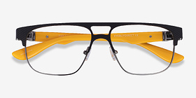 Cab Black Yellow Métal Montures de lunettes de vue d'EyeBuyDirect, Vue Rapprochée