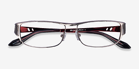 Pro Gunmetal Black Red Métal Montures de lunettes de vue d'EyeBuyDirect, Vue Rapprochée