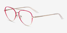 Sparkle Gradient Red Métal Montures de lunettes de vue d'EyeBuyDirect, Vue d'Angle