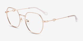 Aiko Matte Rose Gold Métal Montures de lunettes de vue d'EyeBuyDirect, Vue d'Angle