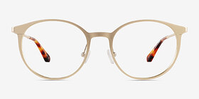 Accel Matte Gold Aluminium-alloy Montures de lunettes de vue d'EyeBuyDirect, Vue de Face