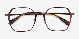 Turbo Matte Brown Aluminium-alloy Montures de lunettes de vue d'EyeBuyDirect, Vue Rapprochée
