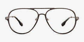 Torque Matte Gunmetal Aluminium-alloy Montures de lunettes de vue d'EyeBuyDirect, Vue de Face