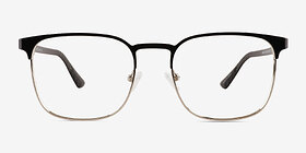 Whir Black Silver Métal Montures de lunettes de vue d'EyeBuyDirect, Vue de Face