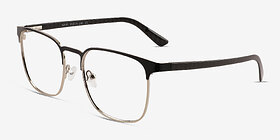 Whir Black Silver Métal Montures de lunettes de vue d'EyeBuyDirect, Vue d'Angle