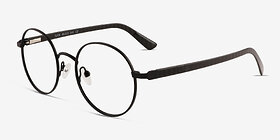 Turn Matte Black Métal Montures de lunettes de vue d'EyeBuyDirect, Vue d'Angle