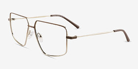 Wyatt Gradient Matte Brown Métal Montures de lunettes de vue d'EyeBuyDirect, Vue d'Angle