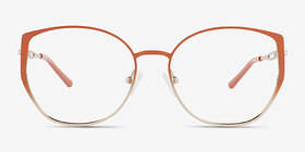 Deven Gradient Matte Orange Métal Montures de lunettes de vue d'EyeBuyDirect, Vue de Face