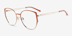 Deven Gradient Matte Orange Métal Montures de lunettes de vue d'EyeBuyDirect, Vue d'Angle