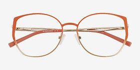 Deven Gradient Matte Orange Métal Montures de lunettes de vue d'EyeBuyDirect, Vue Rapprochée
