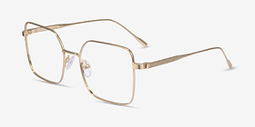 Durnan Doré Métal Montures de lunettes de vue d'EyeBuyDirect, Vue d'Angle
