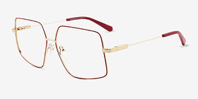 Rune Rouge Métal Montures de lunettes de vue d'EyeBuyDirect, Vue d'Angle