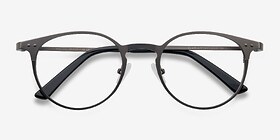 Thin Line Gunmetal Métal Montures de lunettes de vue d'EyeBuyDirect, Vue Rapprochée