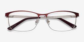 Ashlyn Rouge Métal Montures de lunettes de vue d'EyeBuyDirect, Vue Rapprochée