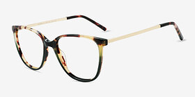 Aroma Tortoise Green Métal Montures de lunettes de vue d'EyeBuyDirect, Vue d'Angle
