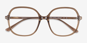 Winefred Brun Plastique Montures de lunettes de vue d'EyeBuyDirect, Vue Rapprochée