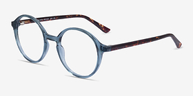 Malkin Bleu Plastique Montures de lunettes de vue d'EyeBuyDirect, Vue d'Angle