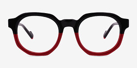 Vesper Black Red Acétate Montures de lunettes de vue d'EyeBuyDirect, Vue de Face