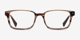 Dreamer Brown/Striped Acetate-metal Montures de lunettes de vue d'EyeBuyDirect, Vue de Face