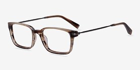 Dreamer Brown/Striped Acetate-metal Montures de lunettes de vue d'EyeBuyDirect, Vue d'Angle
