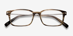 Dreamer Brown/Striped Acetate-metal Montures de lunettes de vue d'EyeBuyDirect, Vue Rapprochée