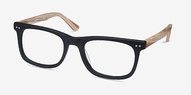 Montreal Matte Black Acétate Montures de lunettes de vue d'EyeBuyDirect, Vue d'Angle