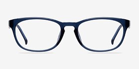 Drums Bleu Plastique Montures de lunettes de vue d'EyeBuyDirect, Vue de Face
