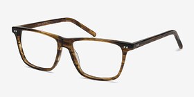 Default Brown Striped Acétate Montures de lunettes de vue d'EyeBuyDirect, Vue d'Angle