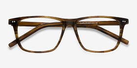 Default Brown Striped Acétate Montures de lunettes de vue d'EyeBuyDirect, Vue Rapprochée