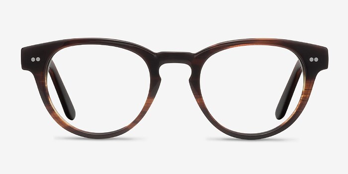 Oversea  Brown Striped  Acétate Montures de lunettes de vue d'EyeBuyDirect