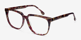 Capucine Red Floral Acétate Montures de lunettes de vue d'EyeBuyDirect, Vue d'Angle