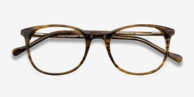Peppermint Brun Acétate Montures de lunettes de vue d'EyeBuyDirect, Vue Rapprochée