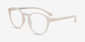 Bright Side Clear White Plastique Montures de lunettes de vue d'EyeBuyDirect, Vue d'Angle