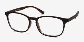 Forest Matte Brown Plastique Montures de lunettes de vue d'EyeBuyDirect, Vue d'Angle