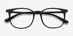 Cheer Matte Black Plastique Montures de lunettes de vue d'EyeBuyDirect, Vue Rapprochée