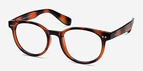 Achiever Brun Plastique Montures de lunettes de vue d'EyeBuyDirect, Vue d'Angle