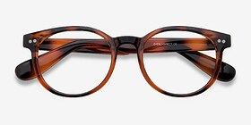 Achiever Brun Plastique Montures de lunettes de vue d'EyeBuyDirect, Vue Rapprochée