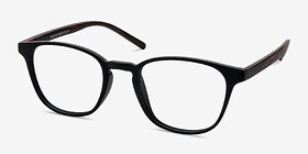 Saunter Matte Black Plastique Montures de lunettes de vue d'EyeBuyDirect, Vue d'Angle