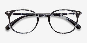 Hubris Black Floral Plastique Montures de lunettes de vue d'EyeBuyDirect, Vue Rapprochée