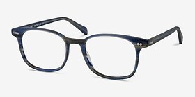 Lift Blue Striped Acétate Montures de lunettes de vue d'EyeBuyDirect, Vue d'Angle