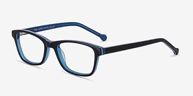 Shallows Bleu Acétate Montures de lunettes de vue d'EyeBuyDirect, Vue d'Angle