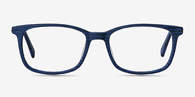 Botanist Navy Striped Acétate Montures de lunettes de vue d'EyeBuyDirect, Vue de Face