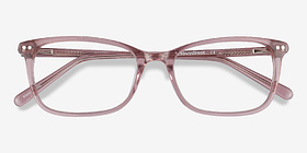 Alette Clear Pink Acétate Montures de lunettes de vue d'EyeBuyDirect, Vue Rapprochée