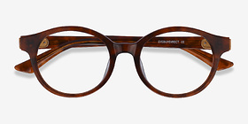 Amata Brun Acétate Montures de lunettes de vue d'EyeBuyDirect, Vue Rapprochée