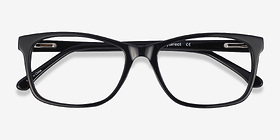 Annett Noir Acétate Montures de lunettes de vue d'EyeBuyDirect, Vue Rapprochée