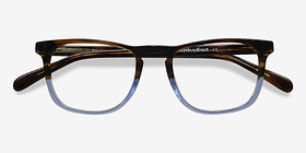 Found Brown Blue Acétate Montures de lunettes de vue d'EyeBuyDirect, Vue Rapprochée