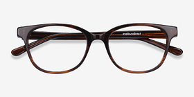 Patra Brown Striped Acétate Montures de lunettes de vue d'EyeBuyDirect, Vue Rapprochée